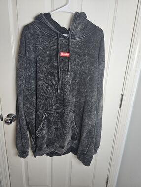 80eighty Men Hoodie Sweatshirt Pullover Black Acid Wash Size 3XL